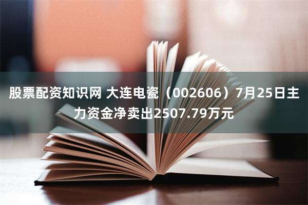 股票配资知识网 大连电瓷（002606）7月25日主力资金净卖出2507.79万元