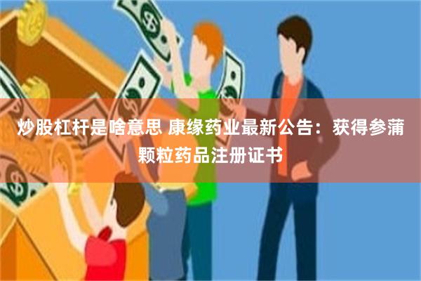 炒股杠杆是啥意思 康缘药业最新公告：获得参蒲颗粒药品注册证书