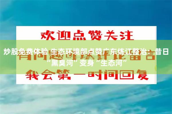 炒股免费体验 生态环境部点赞广东练江整治：昔日“黑臭河”变身“生态河”