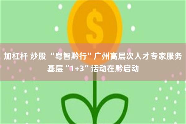 加杠杆 炒股 “粤智黔行”广州高层次人才专家服务基层“1+3”活动在黔启动